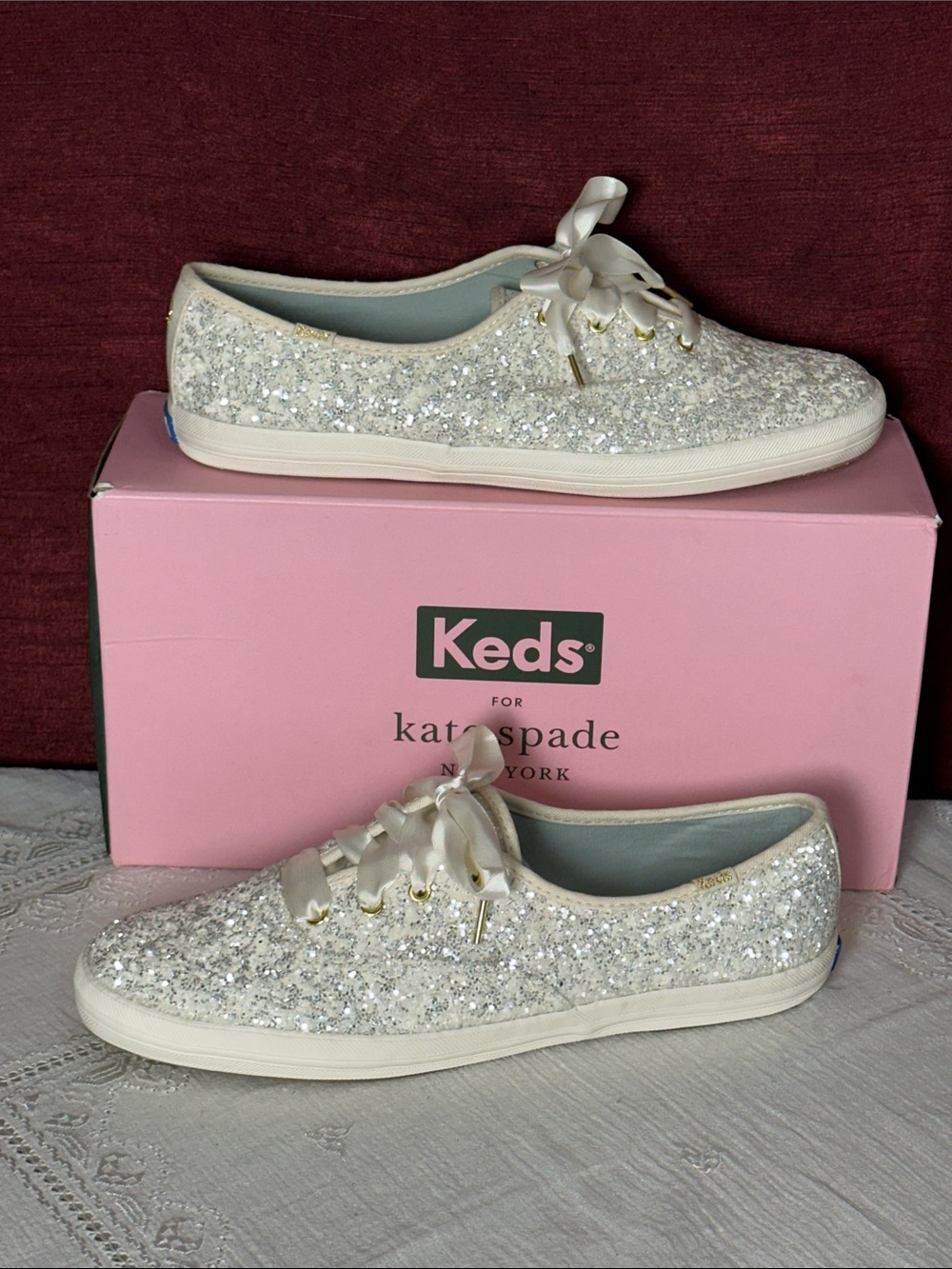 Kate Spade x Keds Champion Glitter Cream Sneakers 10 NIB ✨🎀